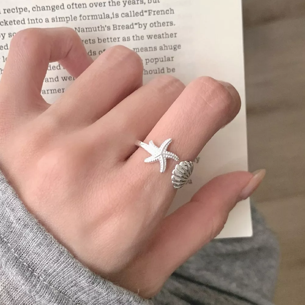 Starfish & Seashell Open Ring, image 7