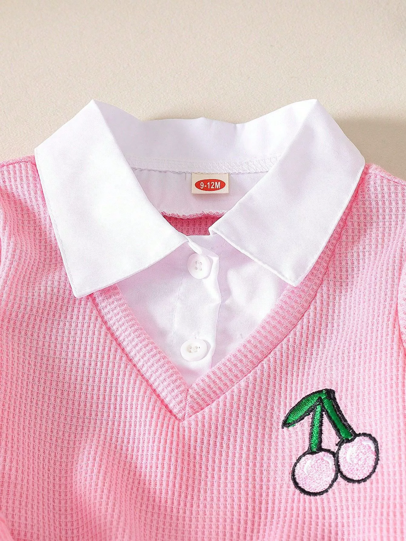 Children's Cherry Embroidered Knit Top and Jeans Set, image 3