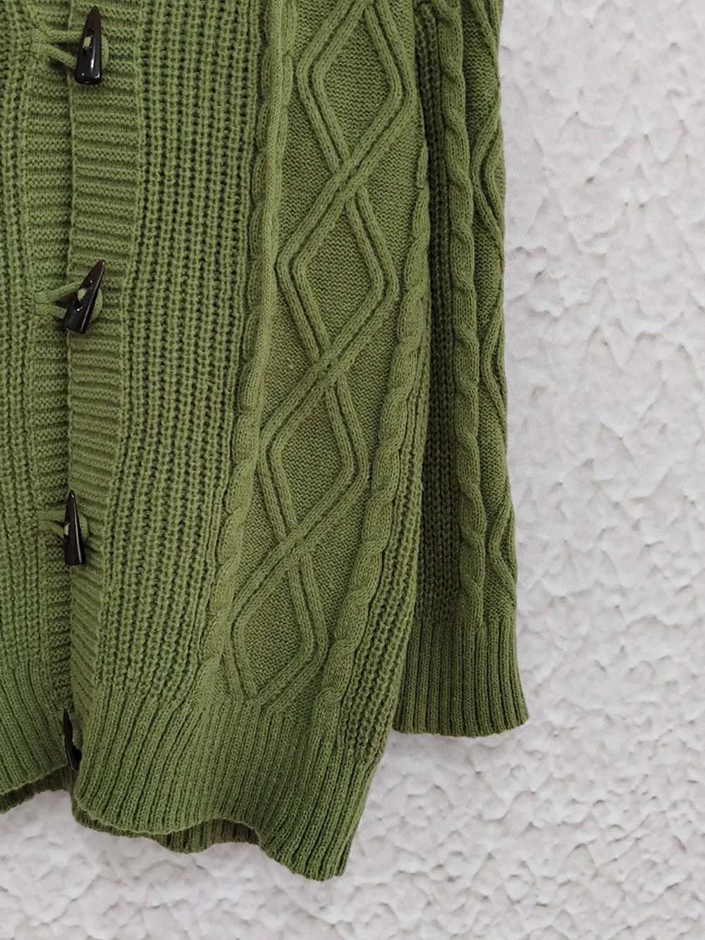 Cable-Knit Long Sleeve Hooded Cardigan, image 6