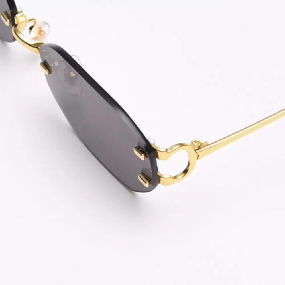 Rimless Oval Sunglasses with Gold Frame, image 5
