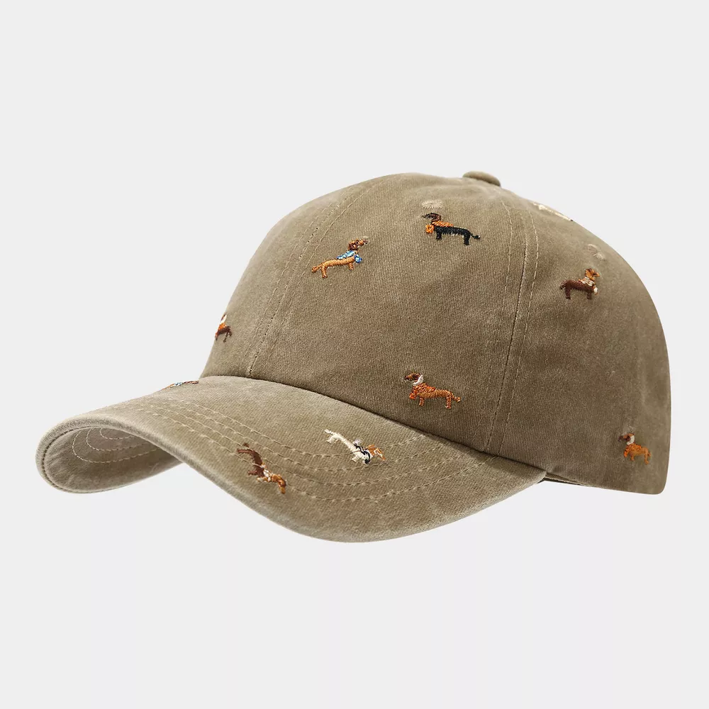 Dog Embroidered Washed Cotton Baseball Cap, image 5
