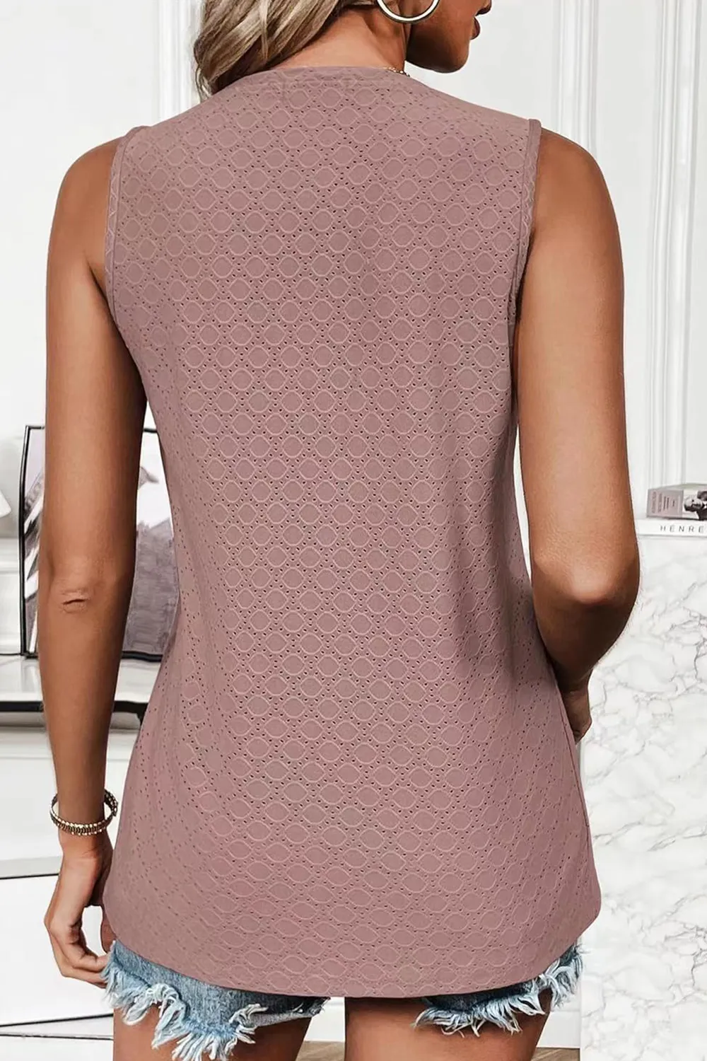 Eyelet Round Neck Tank, image 18