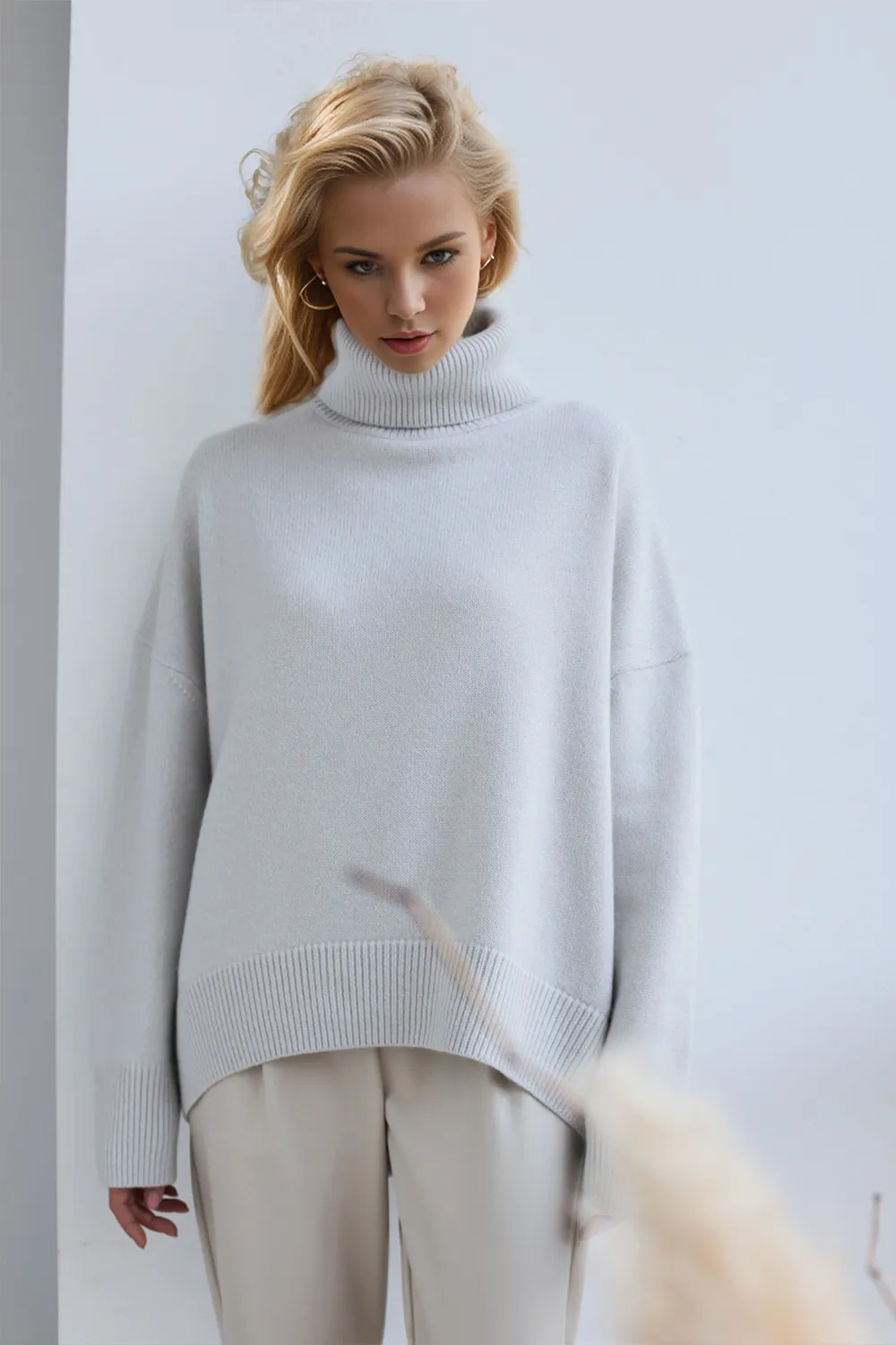 Turtleneck Dropped Shoulder Long Sleeve Sweater, image 27