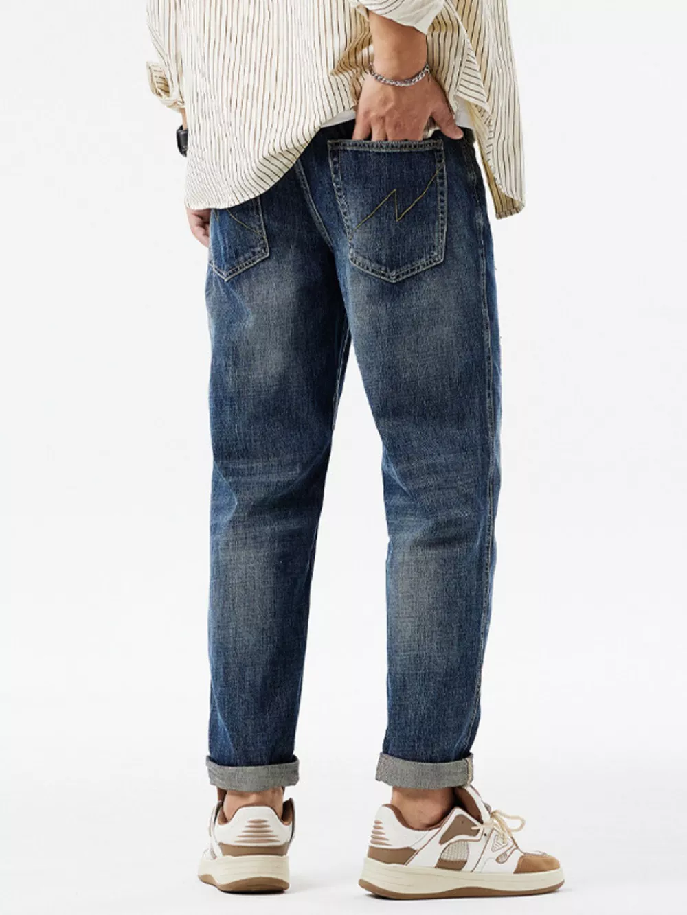 Men's Distressed Patchwork Jeans, image 7