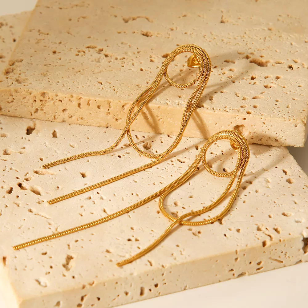 18K Gold-Plated Hoop Chain Earrings, image 7