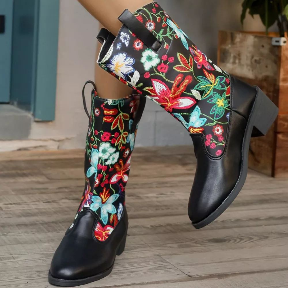 Floral Block Heel Boots, image 15