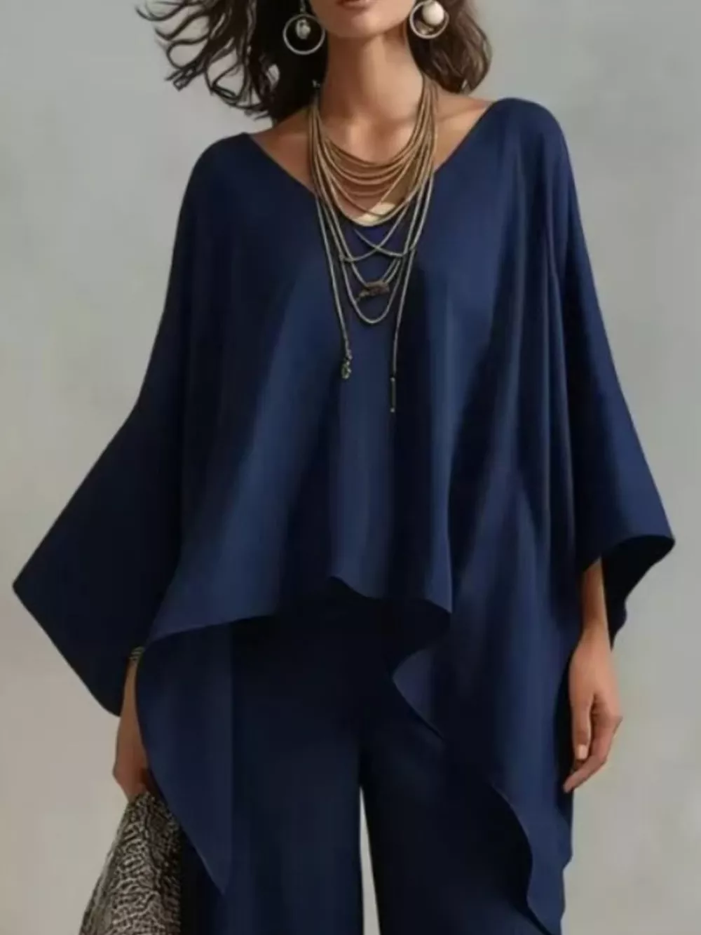Loose Fit V-Neck Top and Pants Two-Piece Set, image 8