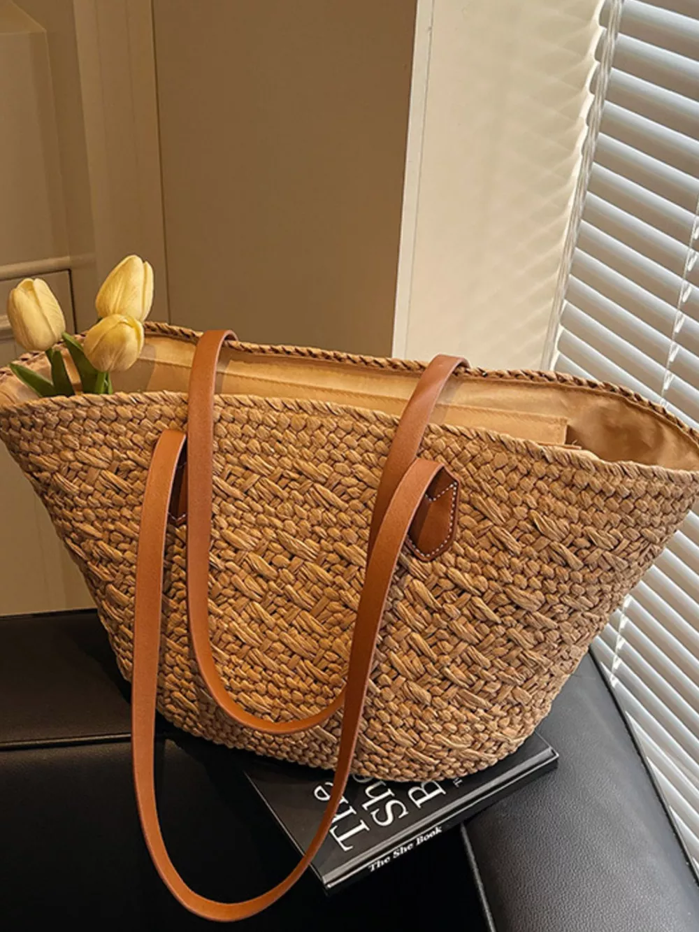 Woven Tote Shoulder Bag, image 8