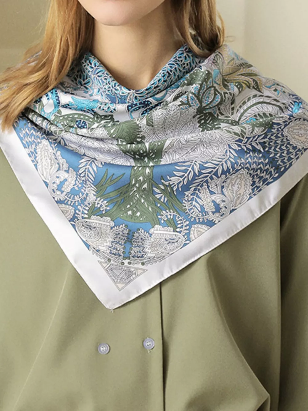 Floral Print Silk Scarf, image 4