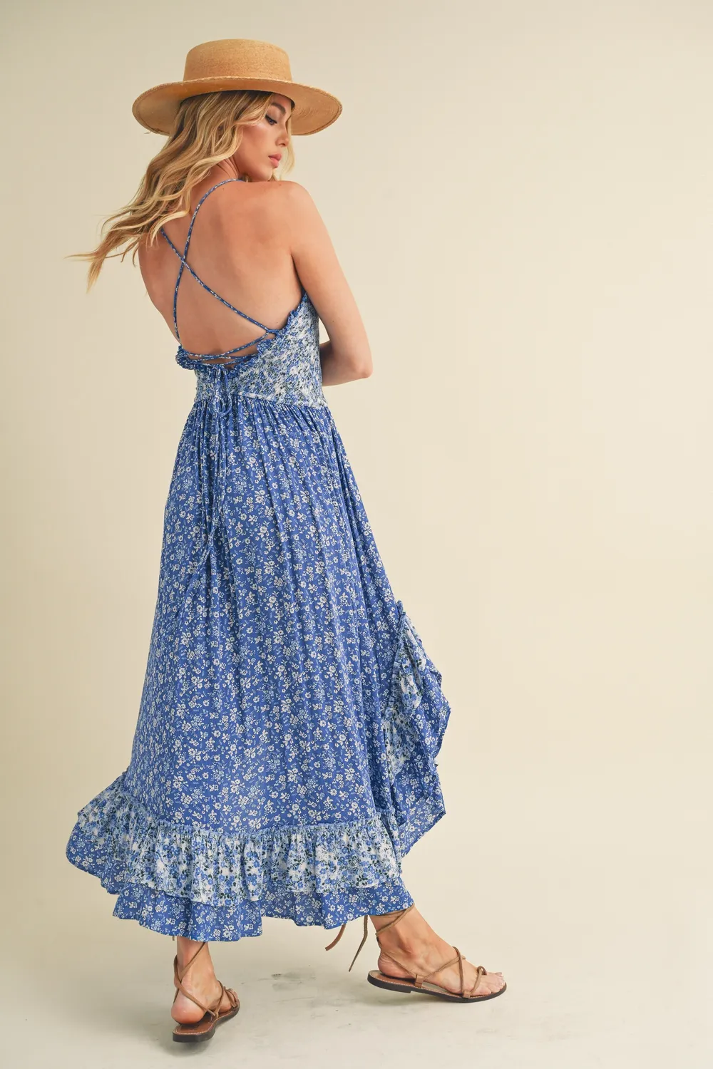Ditsy Floral Ruffled Hem Maxi Cami Dress, image 9