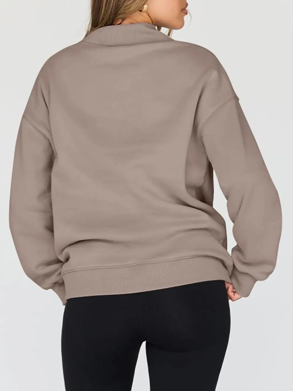 Mock Neck Drop Shoulder Long Sleeve Sweatshirt, image 11