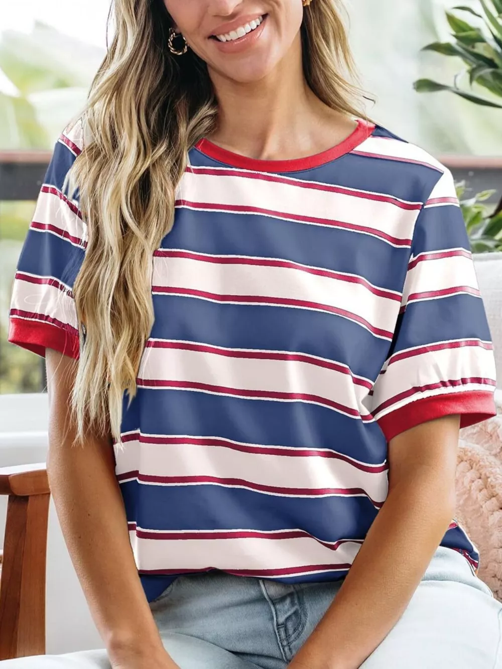 Striped Crew Neck T-Shirt, image 2