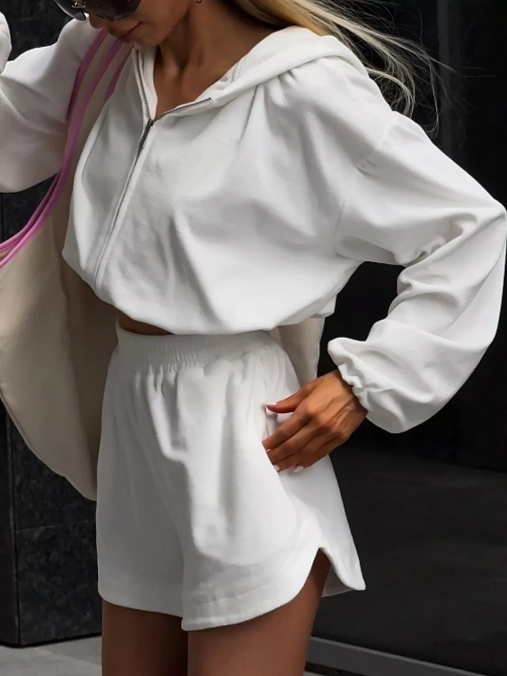 Long Sleeve Zip-Up Hoodie and Shorts Set, image 3