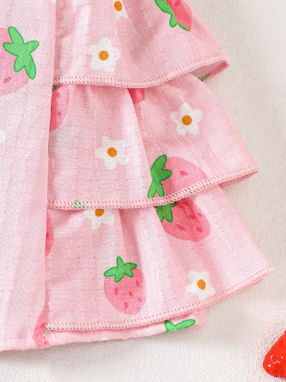 Children's Strawberry Print Ruffled Cami and Shorts Set, image 4