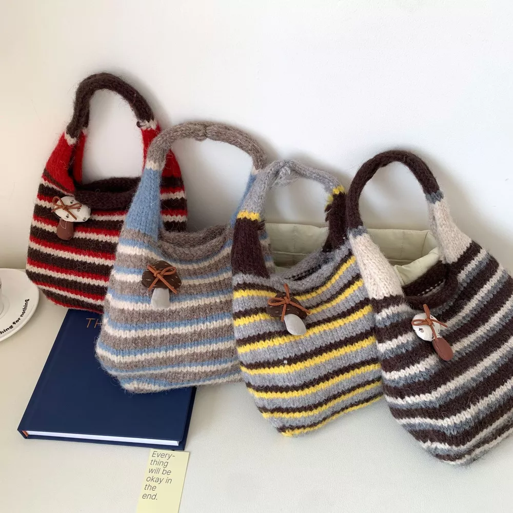 Knitted Striped Handbag, image 2