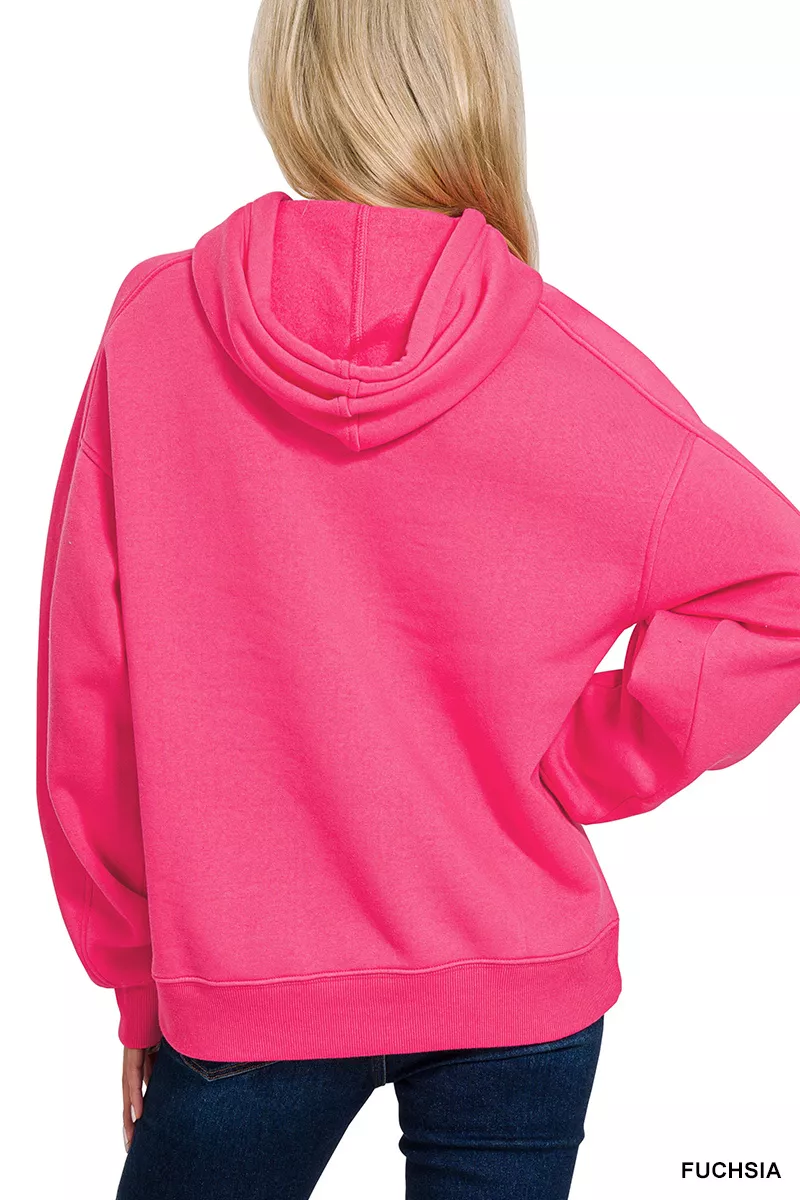 Drawstring Relaxed Fit Fleece Hoodie, image 3