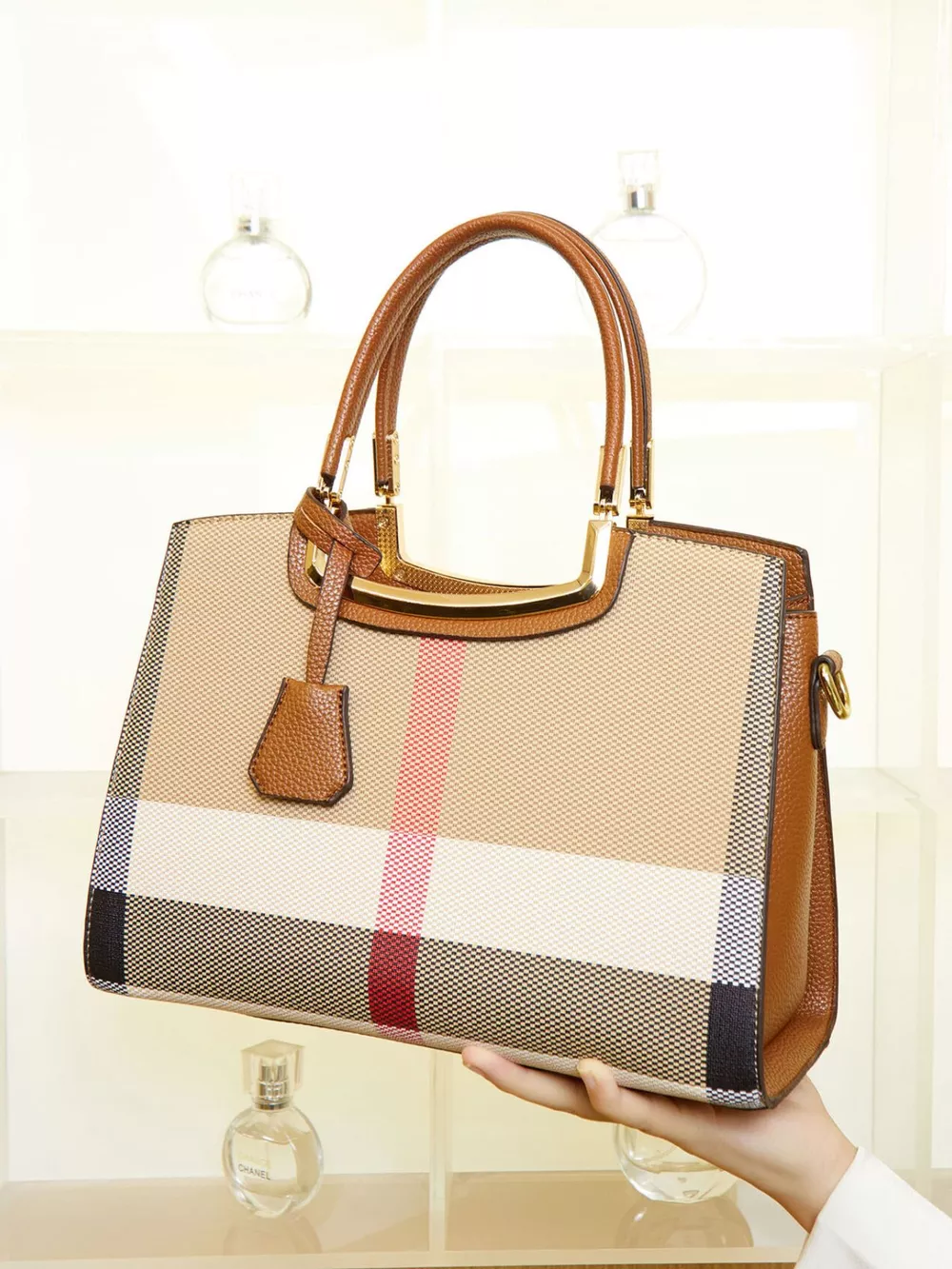Plaid Top Handle Handbag, image 7
