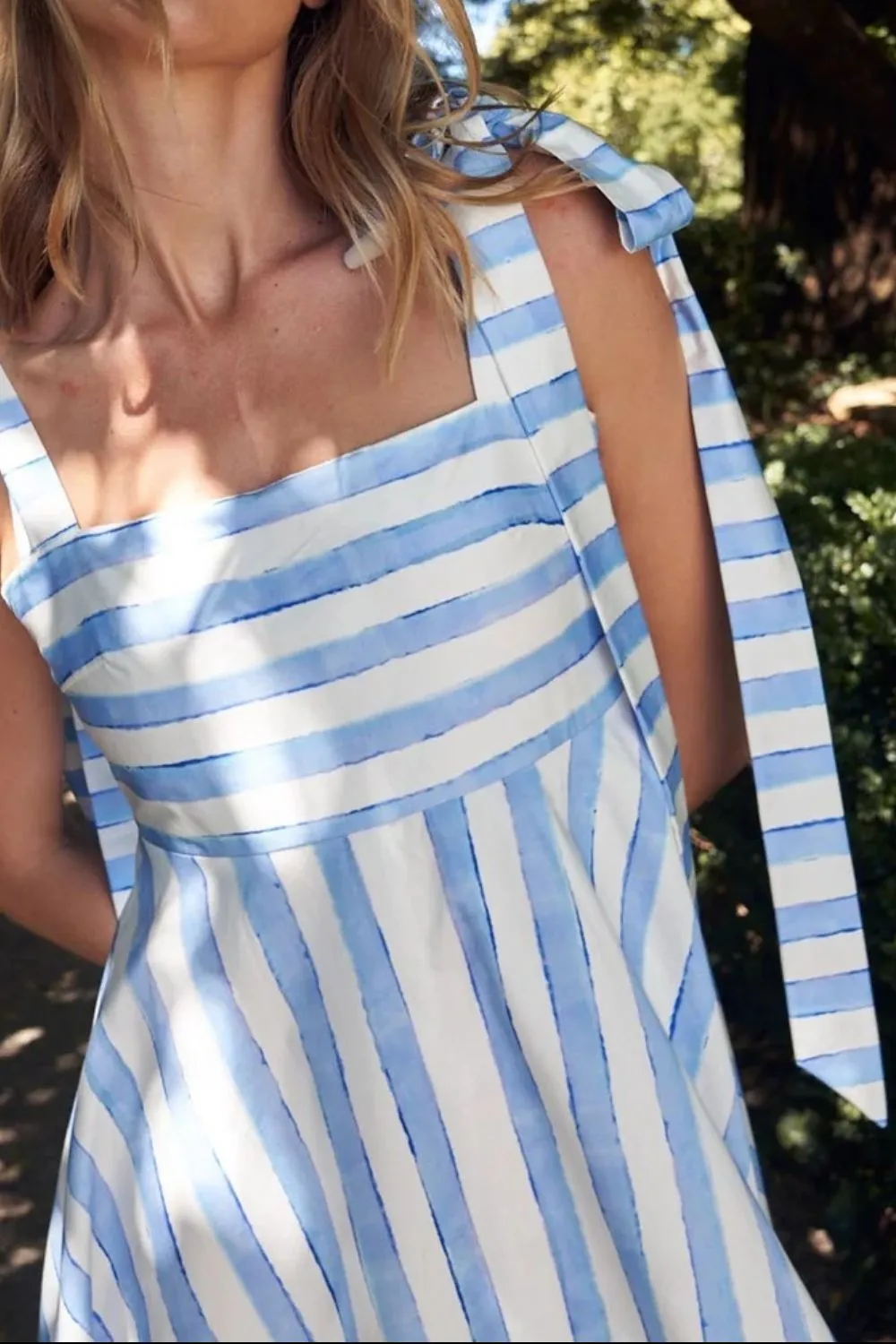 Striped Square Neck Wide Strap Dress, image 6