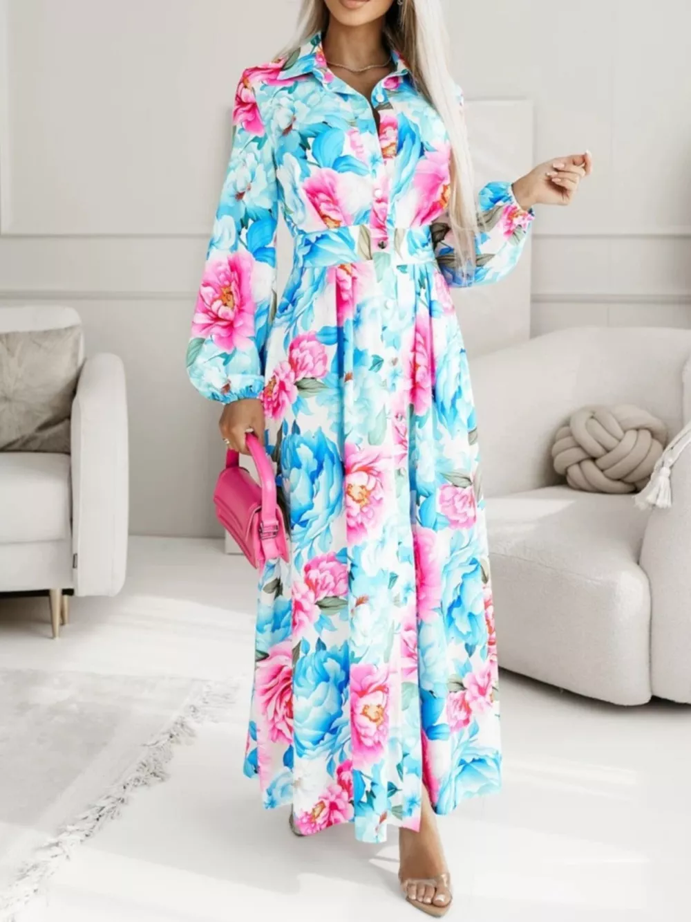 Long Sleeve Maxi Shirt Dress, image 5