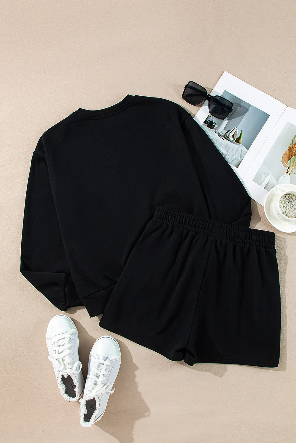 MERRY Sequin Round Neck Long Sleeve Top and Shorts Set, image 5