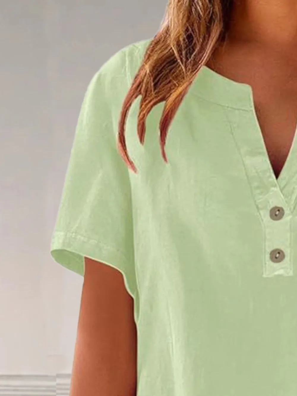 Full Size Notched Short Sleeve Blouse Plus Size, image 10
