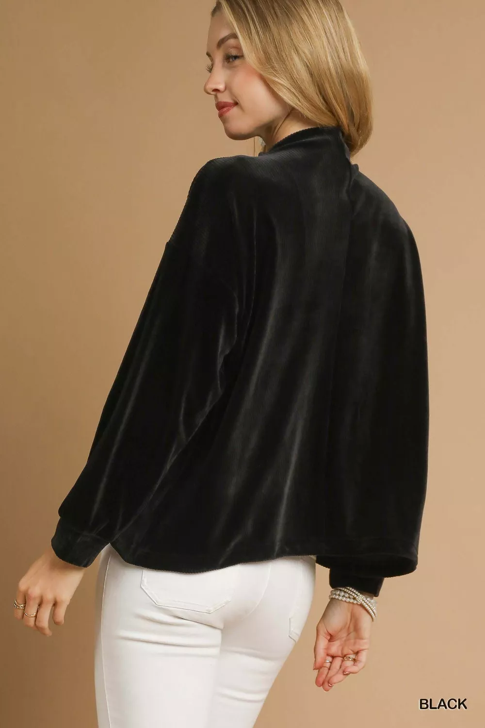Ribbed Drawstring Hem Knit Top, image 2