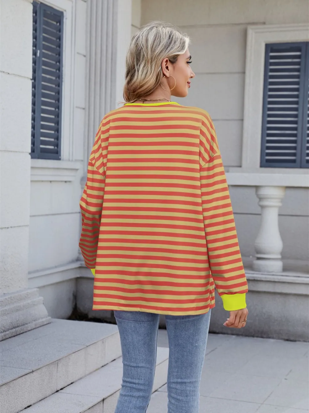 Lace-Up Striped Long Sleeve T-Shirt, image 13