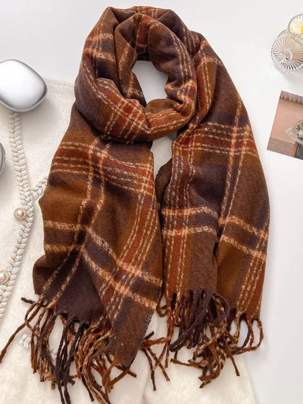 Warm Plaid Winter Scarf, image 4