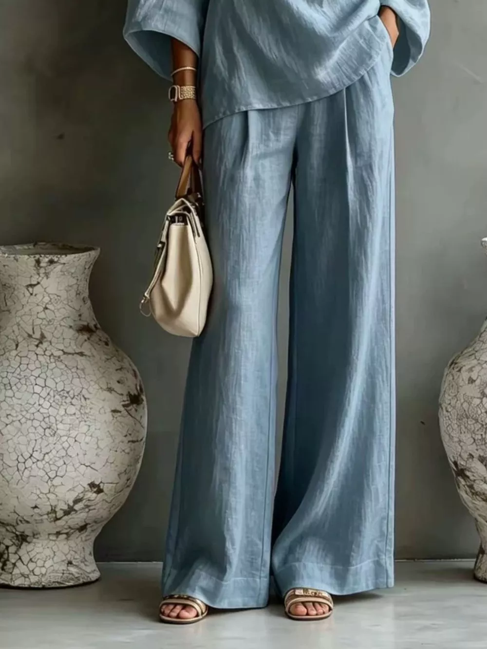 One Shoulder Top and Wide Leg Pants Set, image 15