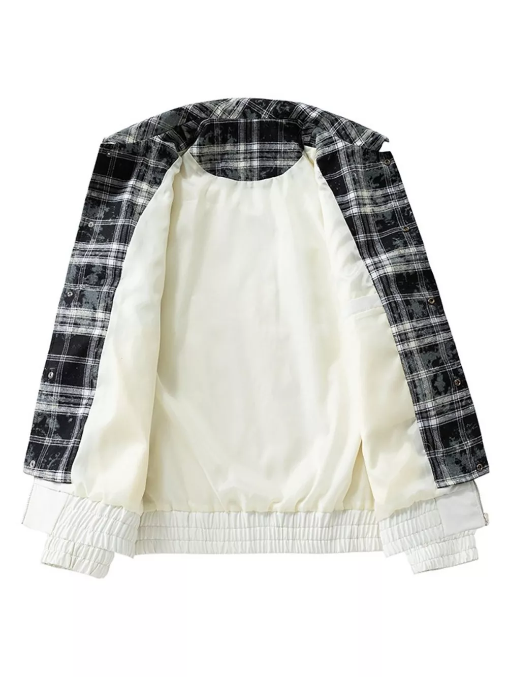 Men's Plus Size Plaid Collar Zip-Up Bomber Jacket, image 3