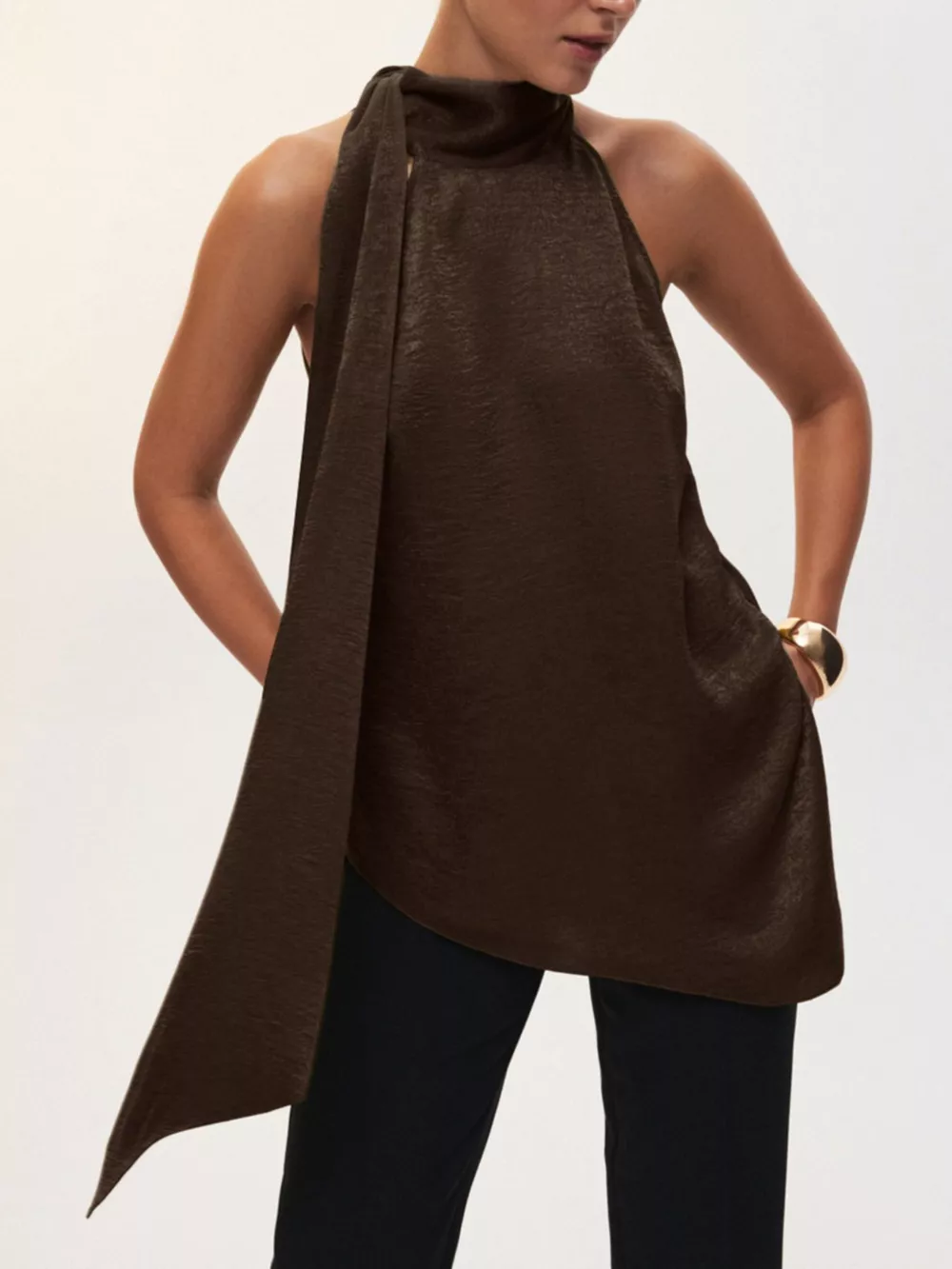 Elegant Halter Neck Asymmetrical Sleeveless Top, image 14
