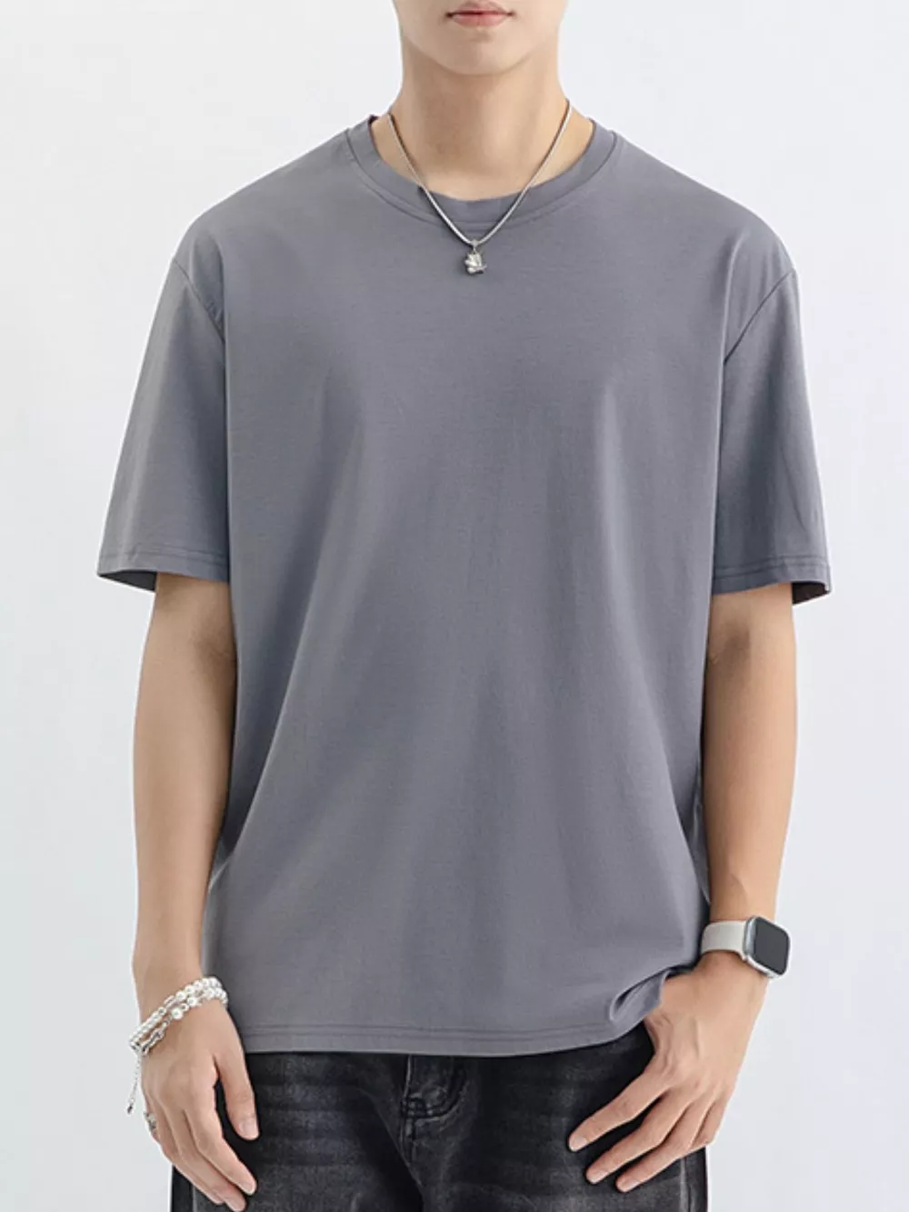 Men's Plus Size Casual Solid Color T-Shirt, image 6