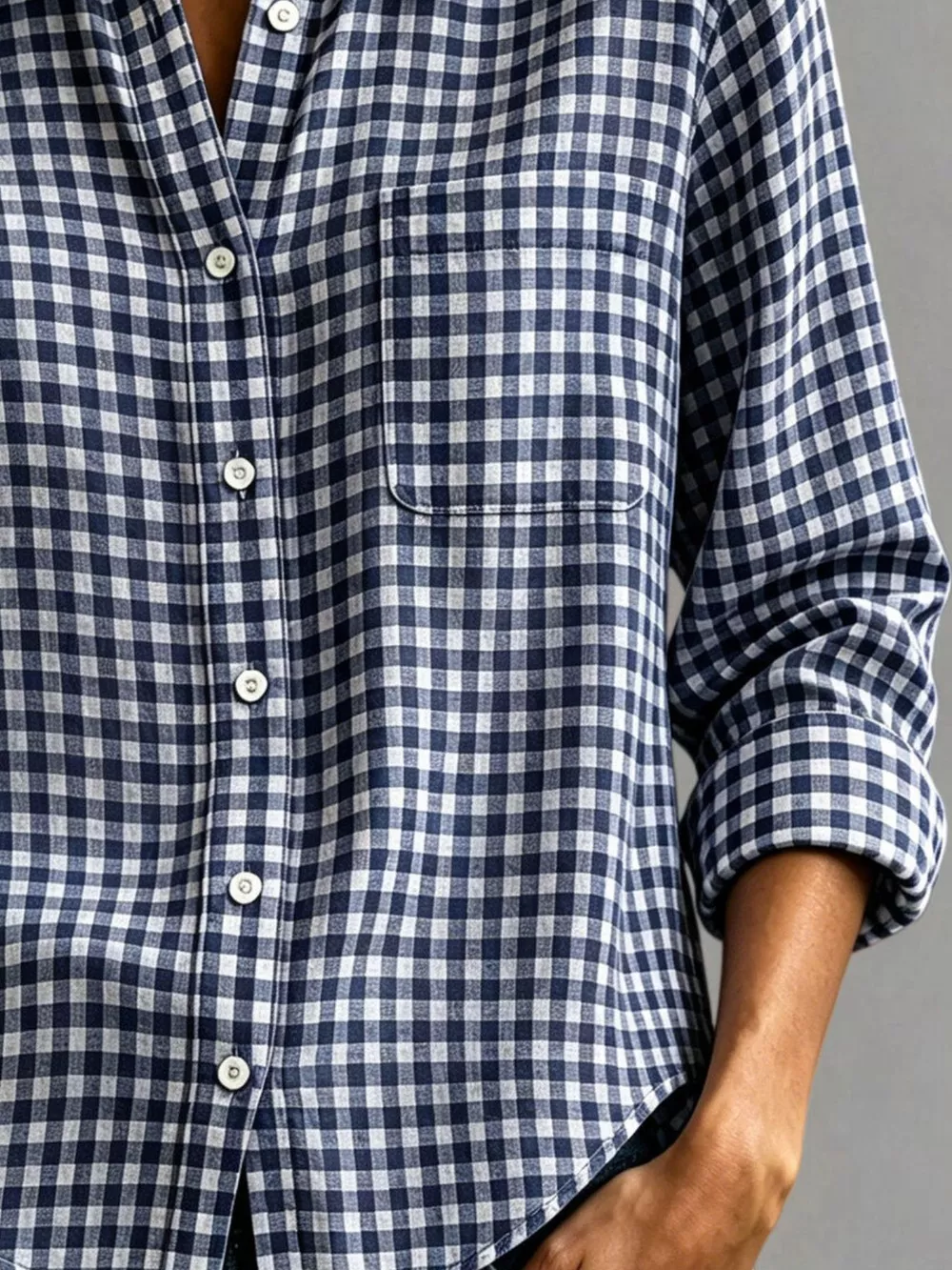 Gingham Button-Down Long Sleeve Shirt, image 18