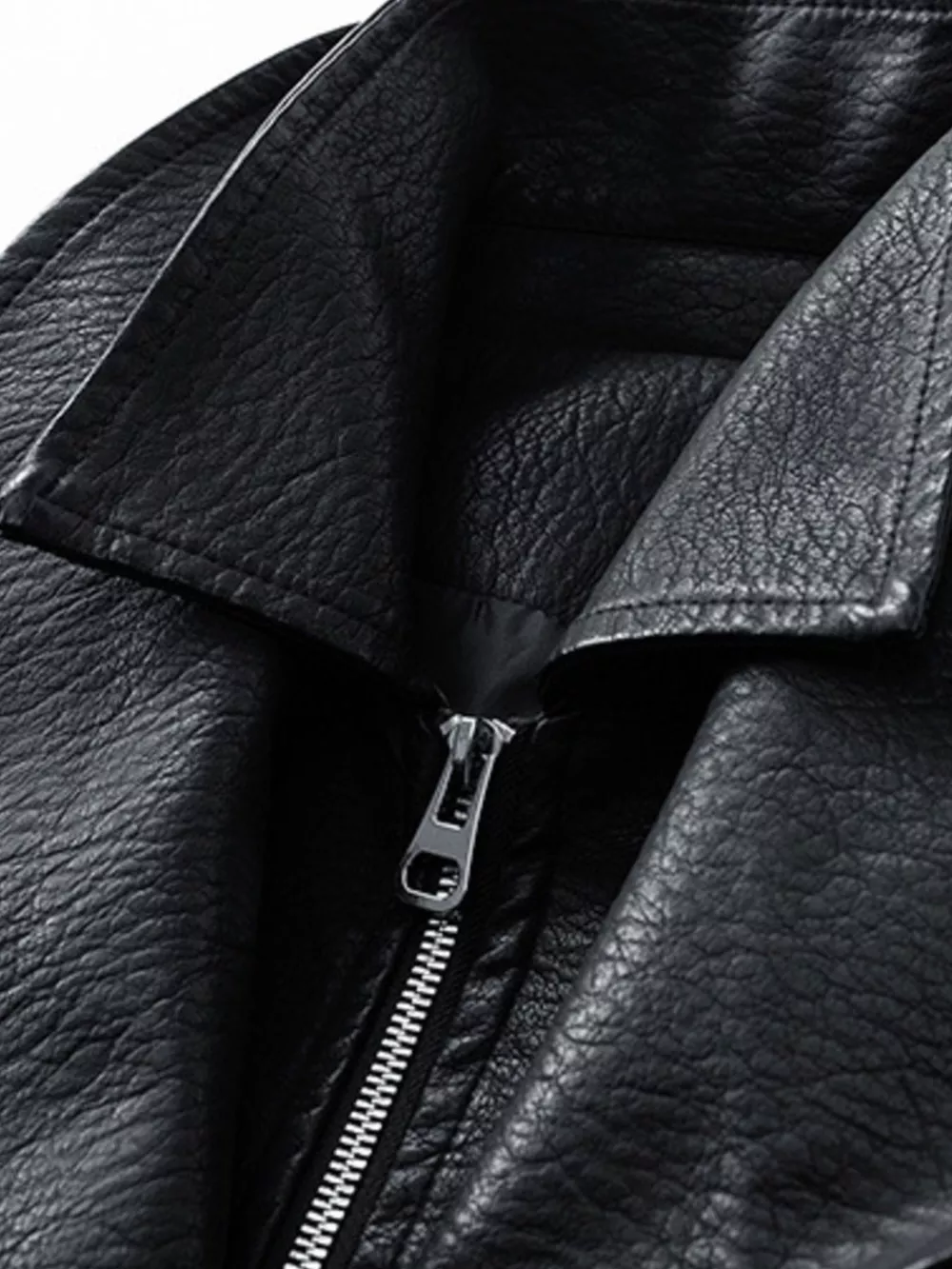 Men's Plus Size Faux Leather Bomber Jacket, image 4