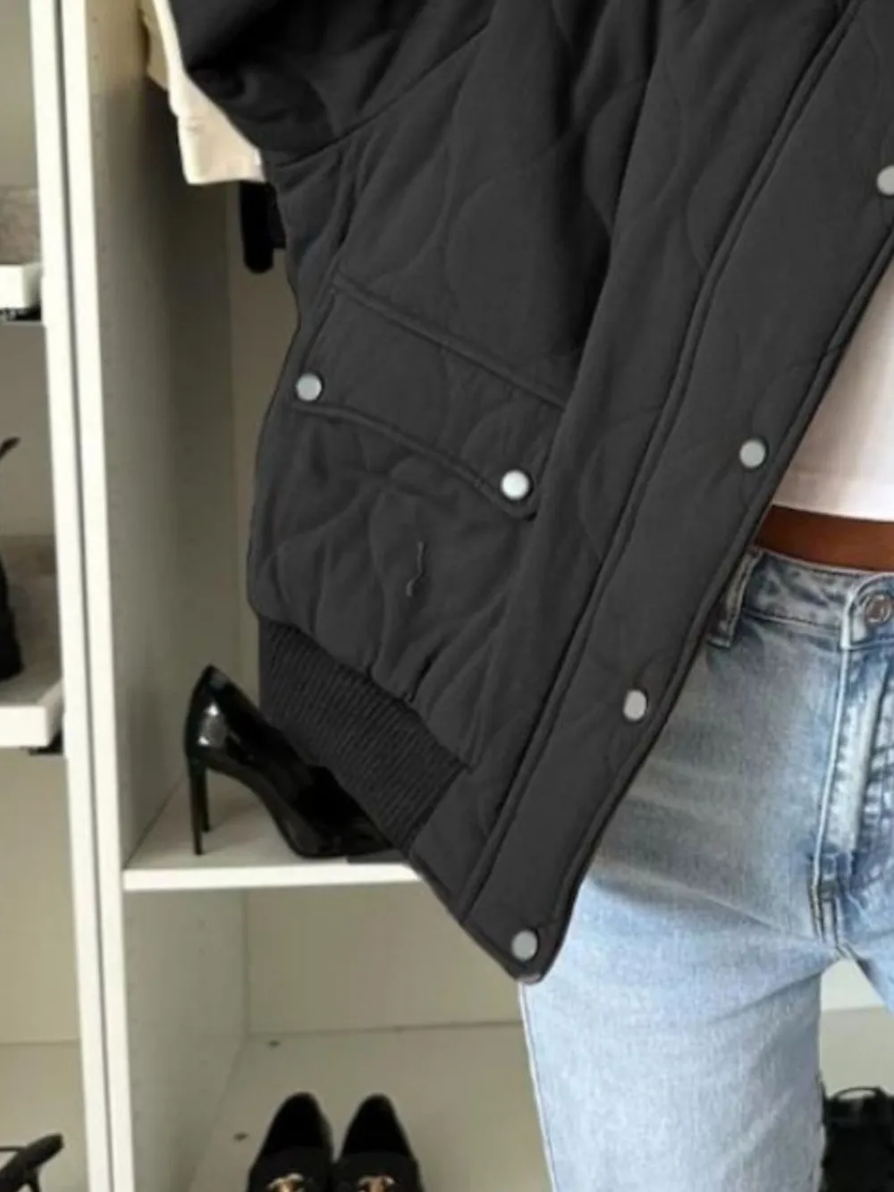 Baseball Collar Snap Down Long Sleeve Jacket, image 10