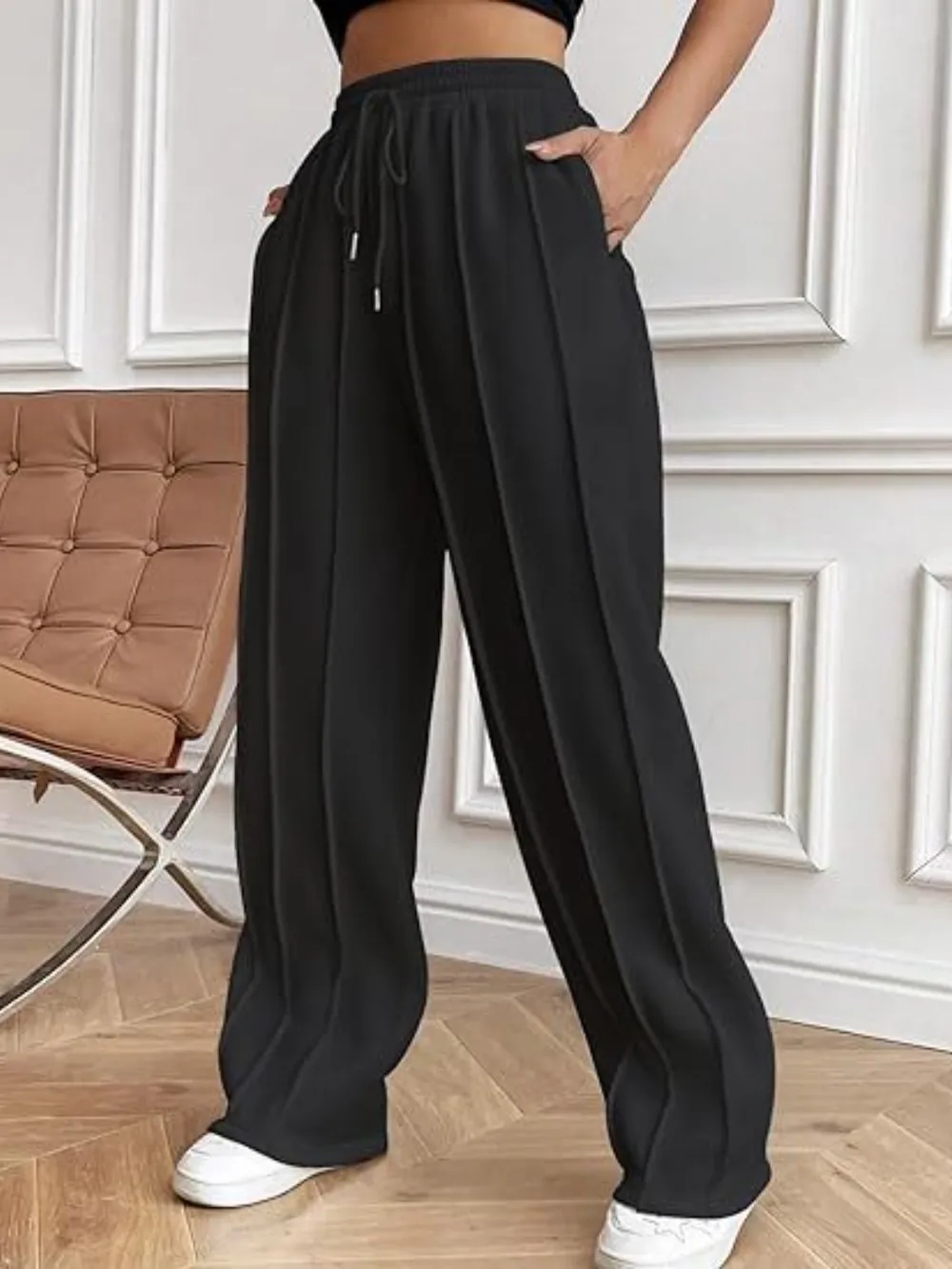 Drawstring Wide Leg Pants with Pockets, image 18