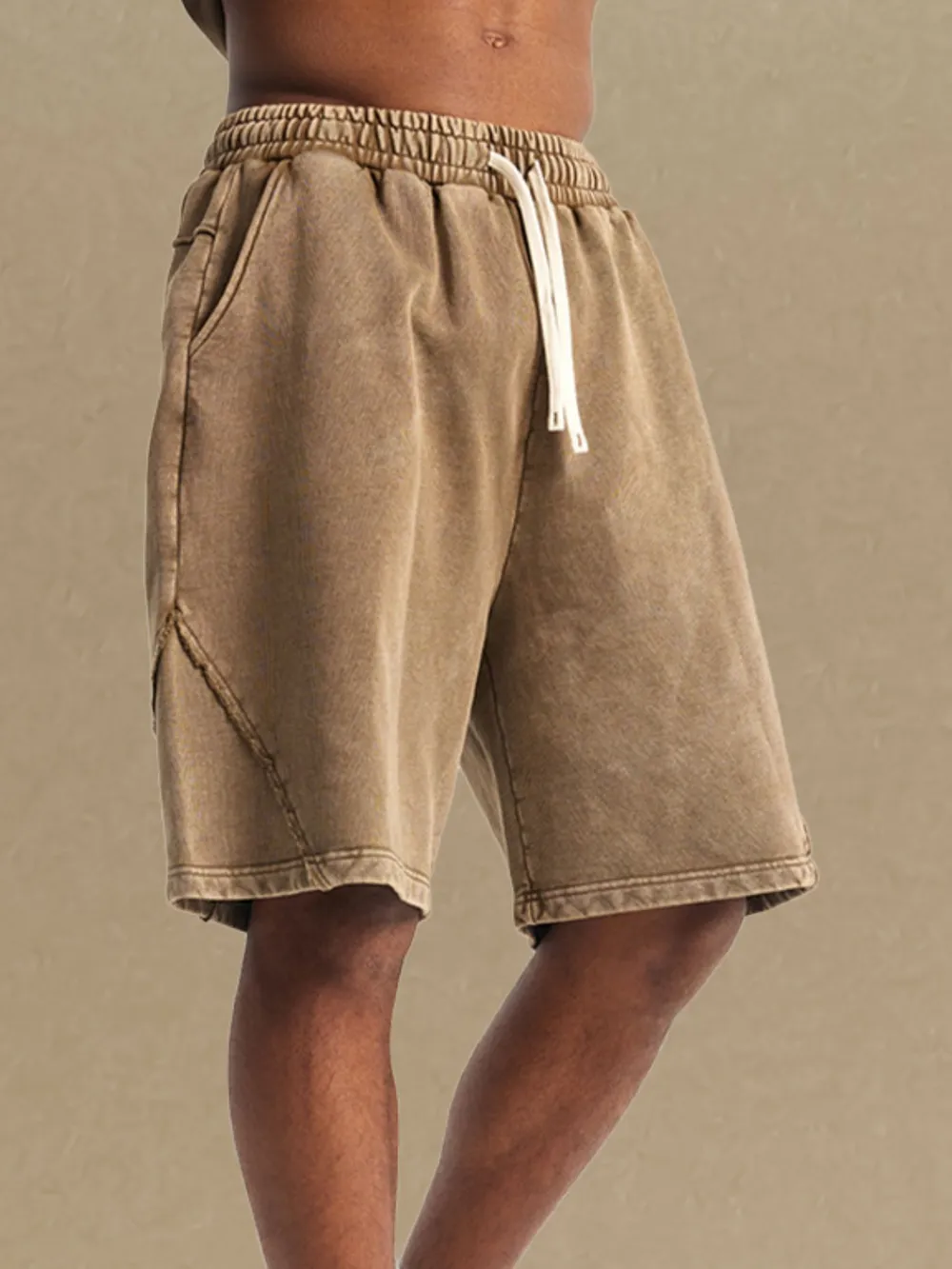 Men's Casual Drawstring Washed Shorts, image 5