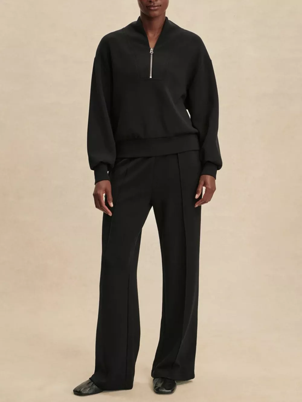 Quarter-Zip Sweatshirt and Wide-Leg Pants Set, image 5