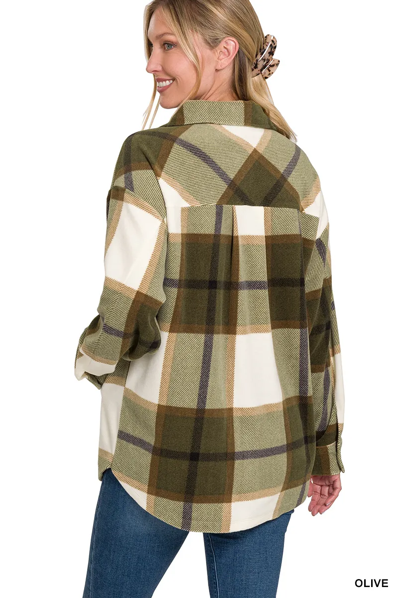 Oversized Plaid Fleece Shacket, image 4