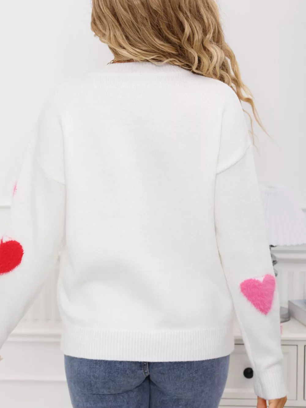 Valentine's Day Heart Pattern Knit Sweater, image 13