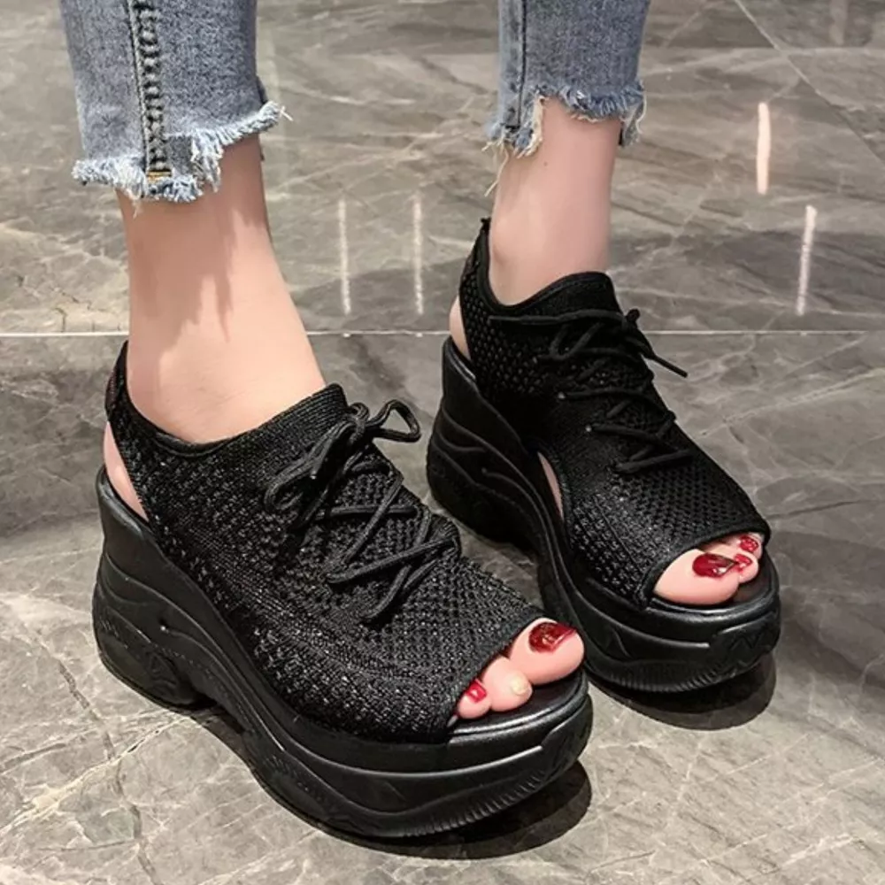 Breathable Mesh Platform Sandals, image 11