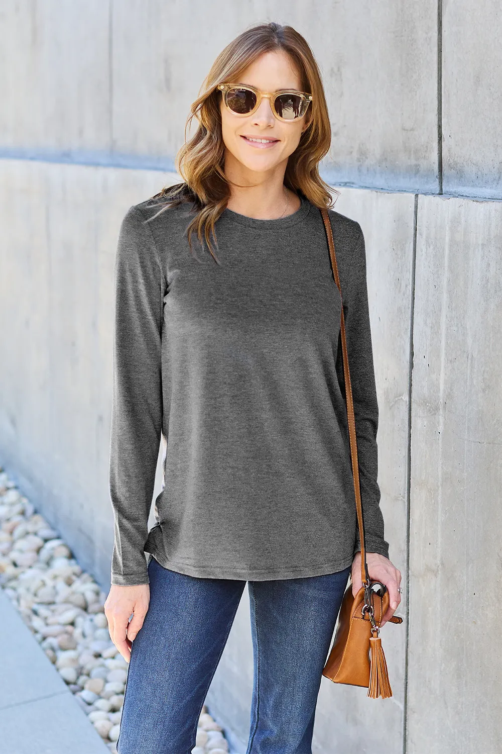 Full Size Round Neck Long Sleeve Top, image 26