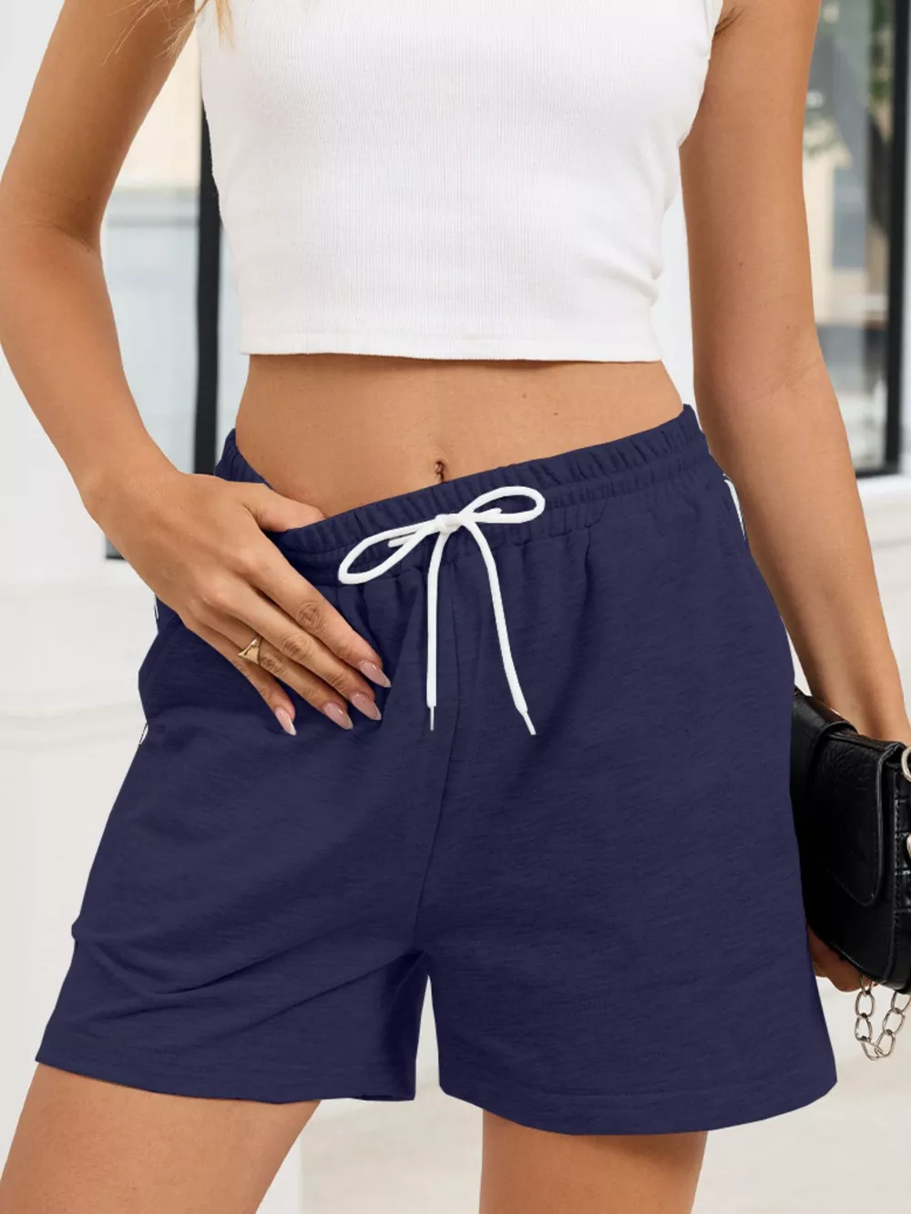 Striped Trim Drawstring Shorts, image 22