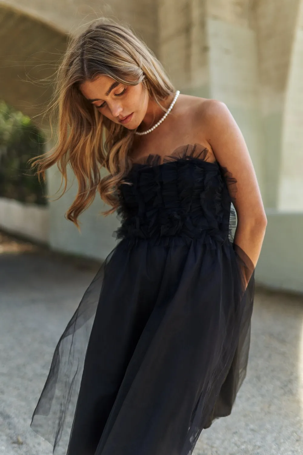 Mesh Ruffle Tube Top Swing Dress, image 5