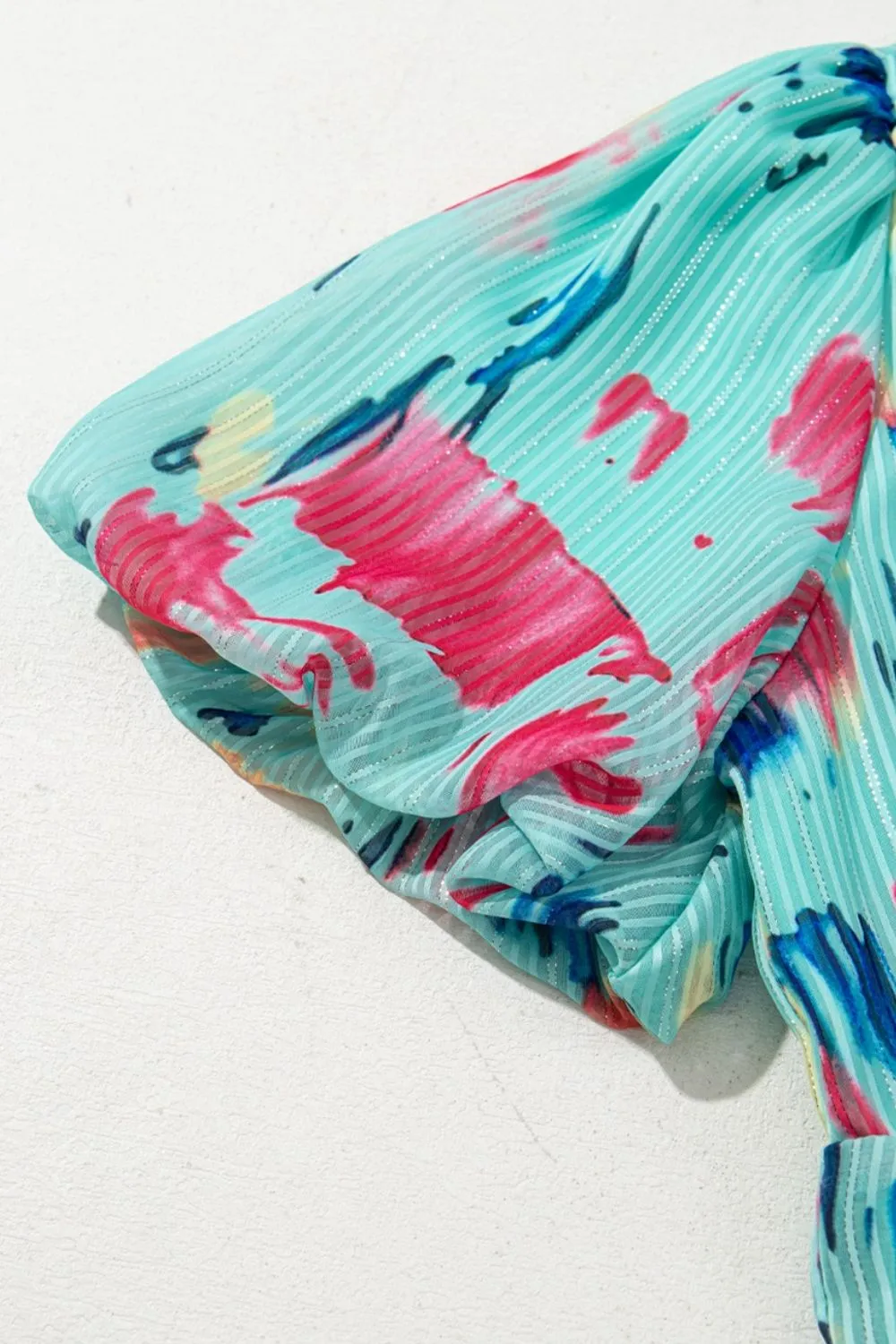Abstract Print Short Puff Sleeve Tiered Maxi Dress, image 20
