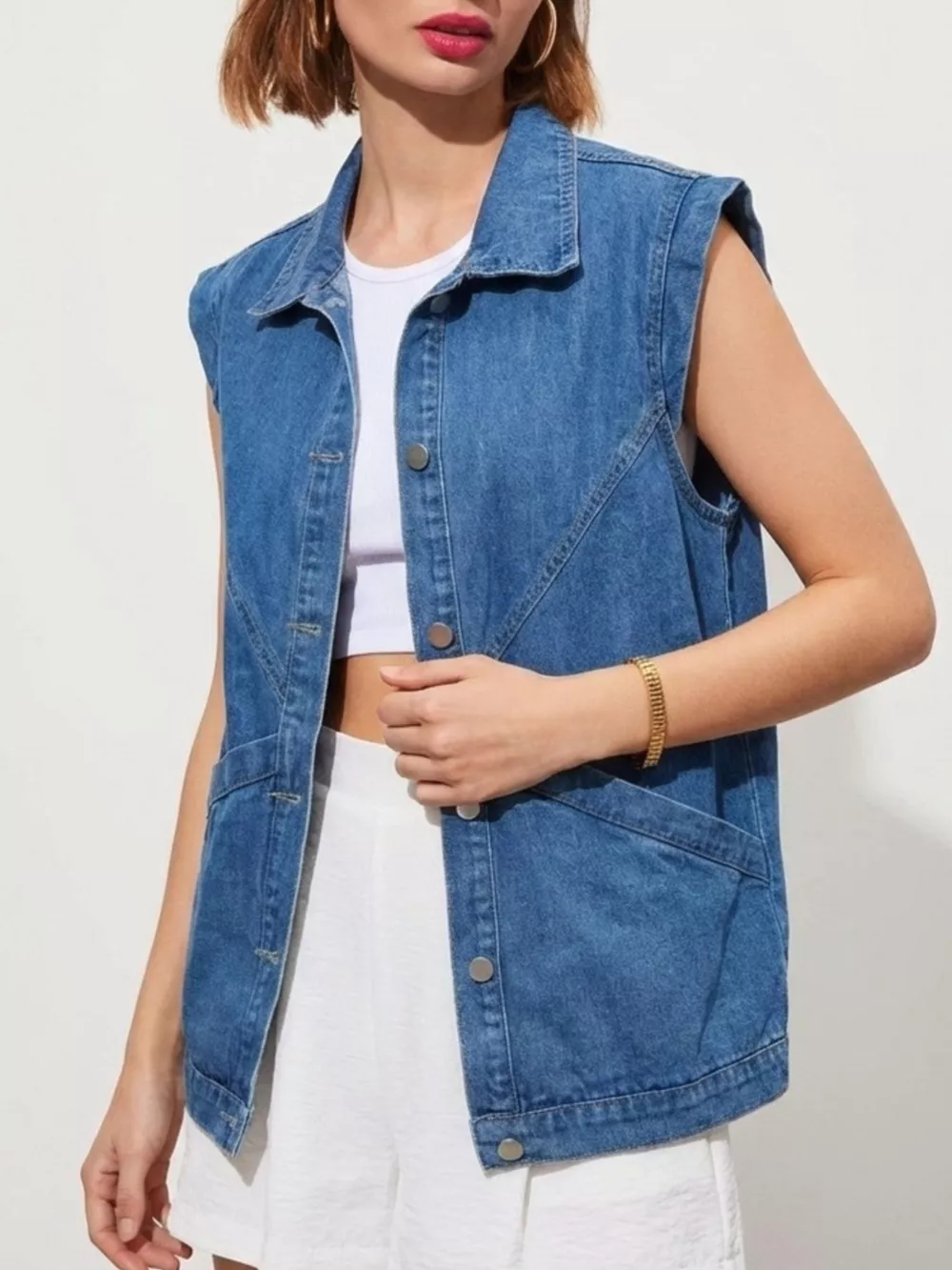 Button-Down Denim Vest, image 2