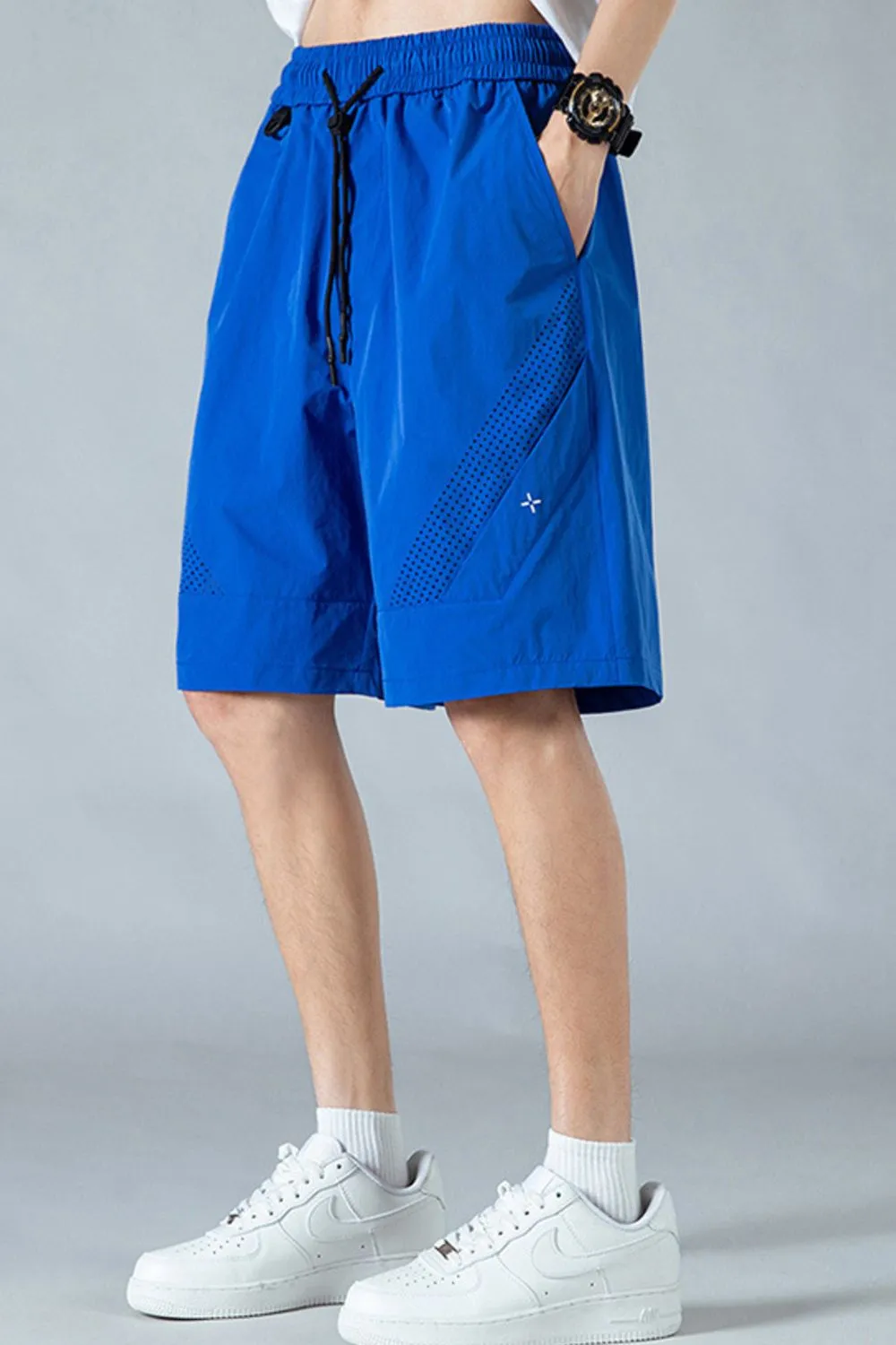 Men's Plus Size Mesh Panel Training Shorts with Drawstring Waist, image 2