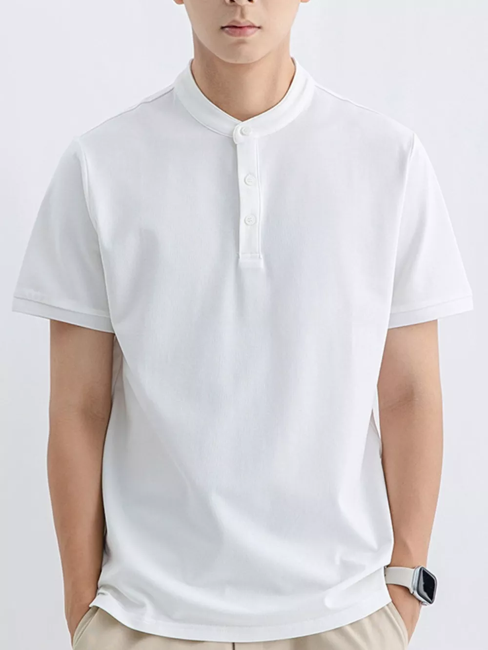 Men's Plus Size Button Detail Short Sleeve Top, image 10