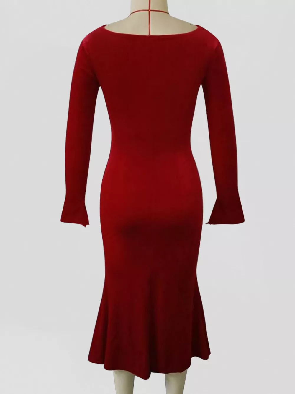 Velvet Cowl Neck Long Sleeve Midi Dress, image 7