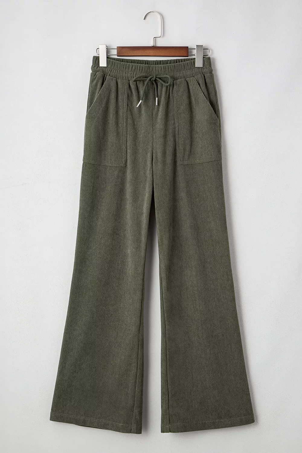 Drawstring Corduroy Wide Leg Pants, image 5